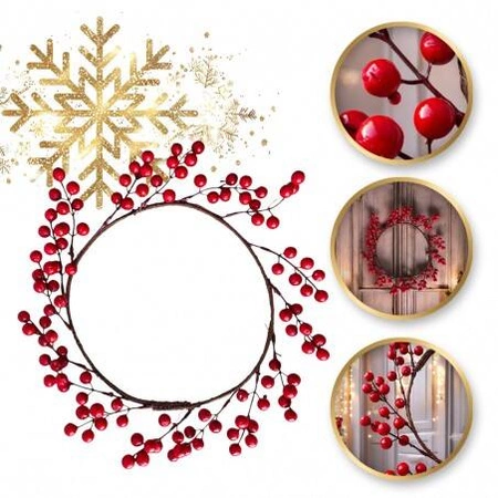 ECARLA wianek ozdobny na drzwi stroik, sztuczna jarzębina WSN27