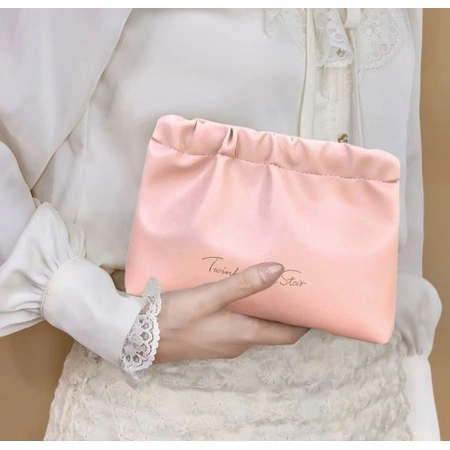 ECARLA saszetka z ekooskóry na kosmetyki, wkładki M 16x12cm Róż KS145R