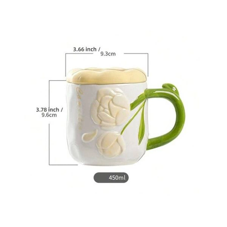 ECARLA kubek perłowy z pokrywką żółty KB02ZO 450ml