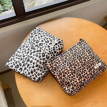 ECARLA kosmetyczka jednokomorowa materiałowa Panterka Kremowa KS119K