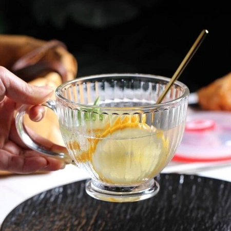 ECARLA zestaw szklanek, filiżanek ryflowanych dużych 430ml Bezbarwne SZK150