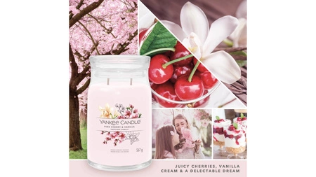 YANKEE CANDLE Signature Duża świeca w słoiku PINK CHERRY & VANILLA 567g