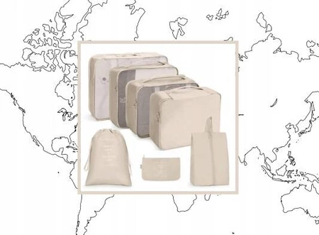 ECARLA zestaw 7 kosmetyczek podróżnych Kremowe KS41WZ1