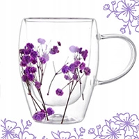 ECARLA szklanka termiczna z podwójnym dnem i kwiatami w środku 300ml SZK93 200ml