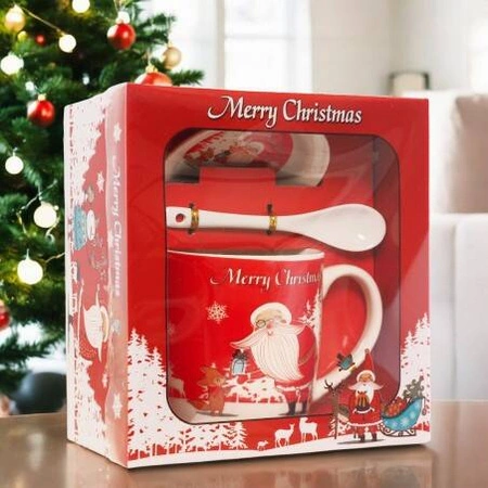 ECARLA kubek świąteczny ze spodkiem i łyżeczką w pudełku KB19WZ2 400ml