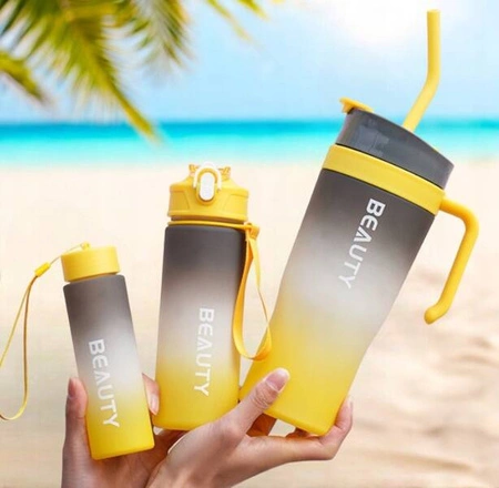 ECARLA butelka na wodę zestaw 3szt Ombre Szary z Żółtym BD13WZ3