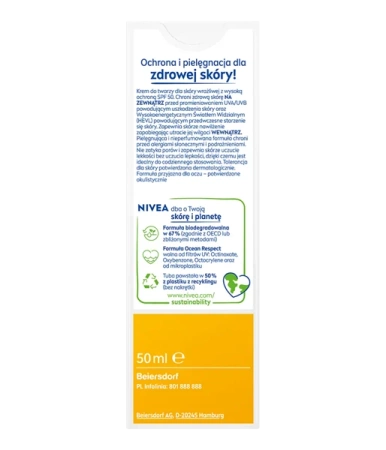 NIVEA Sun UV Face Sensitive krem dla skóry wrażliwej SPF50 50ml