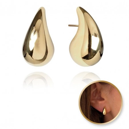 ECARLA kolczyki ze stali szlachetnej platerowane 14k Krople 1,6cm KST3376