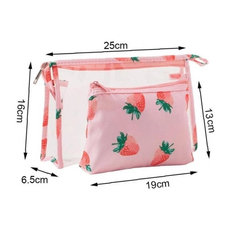 ECARLA zestaw 2 kosmetyczek transparentna + Truskawki KS152