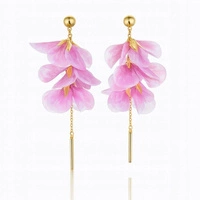 ECARLA kolczyki wiszące materiałowe kwiaty K1711