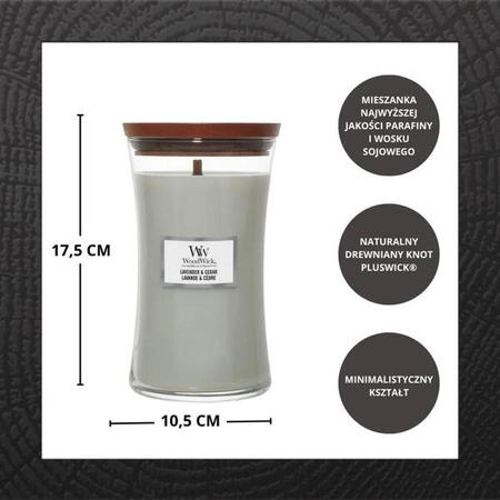 WOODWICK PlusWick duża świeca w słoiku LAVENDER & CEDAR 609,5g