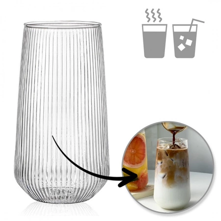 ECARLA szklanka ryflowana duża do drinków 500ml 6cmx14cm SZK151