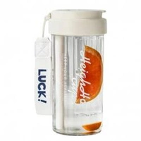 ECARLA bidon na wodę z koszyczkiem i słomką 600ml Luck! Beżowy BD32B