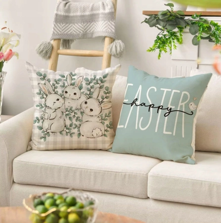 ECARLA Wiosna poszewka na poduszkę 45x45cm Wielkanoc Króliczki POD226