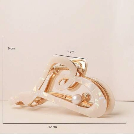 ECARLA spinka do włosów metalowa Serce masa perłowa Biała SP342B