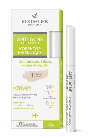 FLOSLEK Anti Acne maskujący korektor w sztyfcie antybakteryjny 1 Jasny