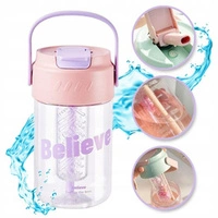 ECARLA butelka na wodę z koszyczkiem i słomką 600ml Believe BD21