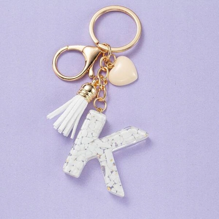 ECARLA brelok do kluczy LITERKA K biały motylek serca BRL329K