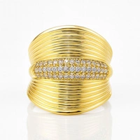 ECARLA pierścionek ze stali chirurgicznej platerowanej złotem PST966R7