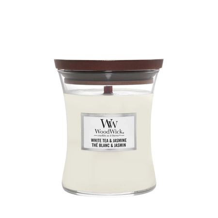 WOODWICK PlusWick średnia świeca w słoiku WHITE TEA & JASMINE 275g