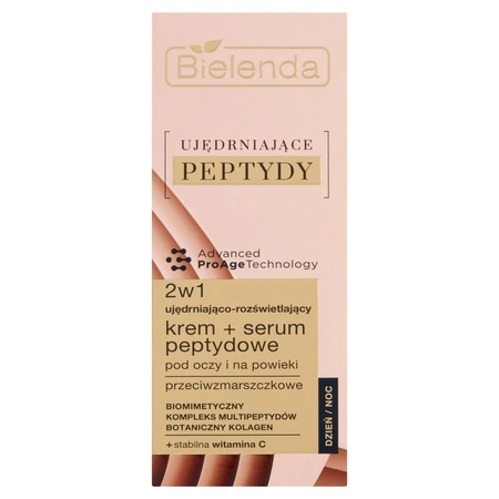 BIELENDA UJĘDRNIAJĄCE PEPTYDY 2W1 KREM+SERUM 15ML.