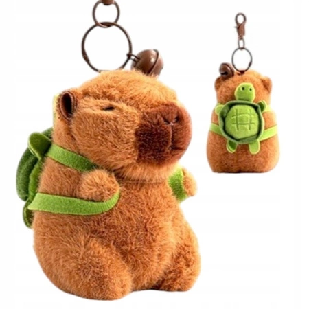 ECARLA brelok do kluczy KAPIBARA z zielonym plecakiem i dzwoneczkiem BRL361