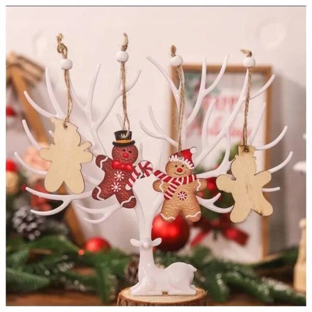 ECARLA zawieszki choinkowe drewniane 12szt Pierniczki BSN46