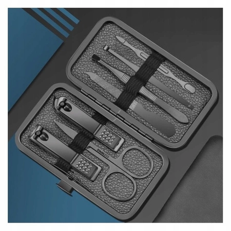 ECARLA zestaw akcesoriów do manicure w etui 12szt Czarny AK21