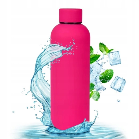 ECARLA bidon ze stali nierdzewnej, butelka termiczna 500ml Fuksja BD46F