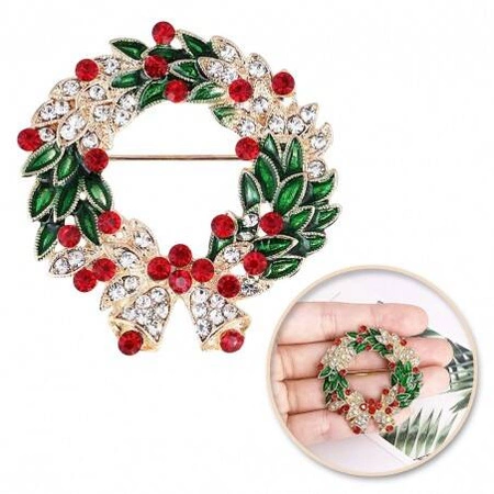 ECARLA broszka kryształowa Wieniec świąteczny z Dzwonkami BZ185