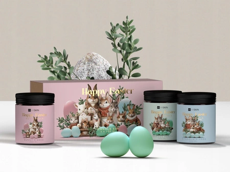 HISKIN Home Happy Easter zestaw zapachowy [świeca Chocolate Eggs, Garden Party, Bunny Kisses] 3x200ml 