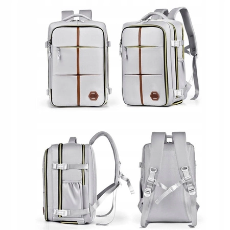 ECARLA plecak podróżny, kabinowy, wodoodporny z USB Szary PL180