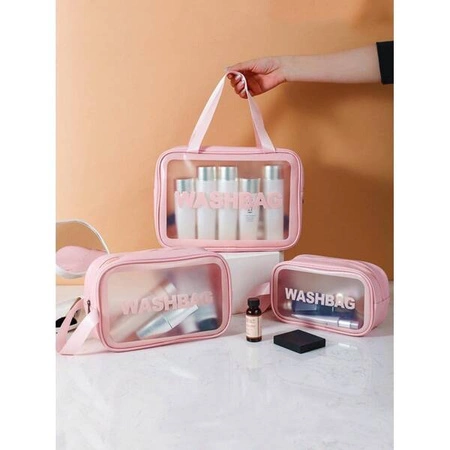 ECARLA zestaw 3 kosmetyczek WASHBAG Pudrowy róż KS83