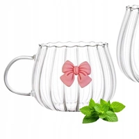 ECARLA filiżanka z uchem z falowanymi ściankami z kokardką 350ml SZK158