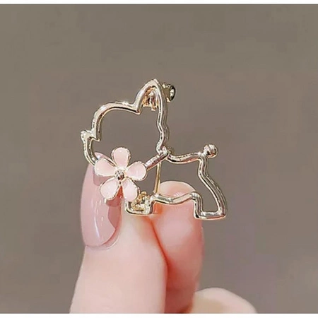 ECARLA broszka PIESEK z kwiatkiem BZ210