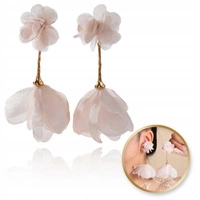 ECARLA kolczyki wiszące tiulowe kwiaty K1704