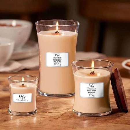 WOODWICK PlusWick mała świeca w słoiku WHITE HONEY 85g
