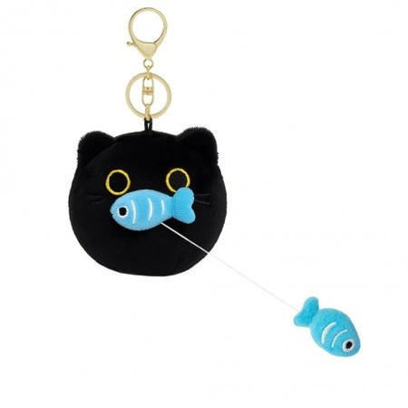 ECARLA brelok do kluczy KOT wibrujący łapiący rybę Czarny BRL384CZ