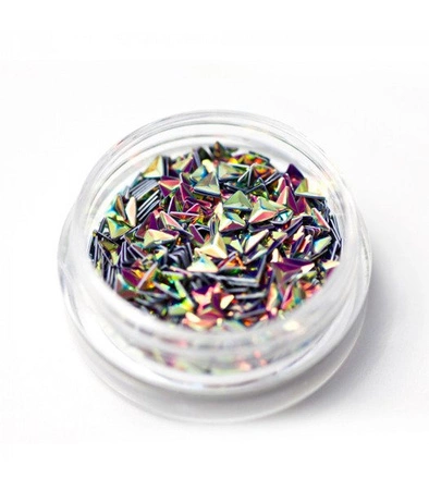 NEESS Blink Efekt Jet ozdoba na paznokcie trójkąty 3409 Złoto-Zielony 1g