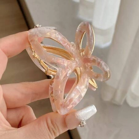 ECARLA spinka do włosów metalowa Motylek masa perłowa Różowa SP237R