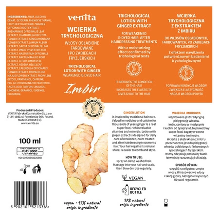 VENITA Trichological trychologiczna wcierka do skóry głowy Imbir 8g