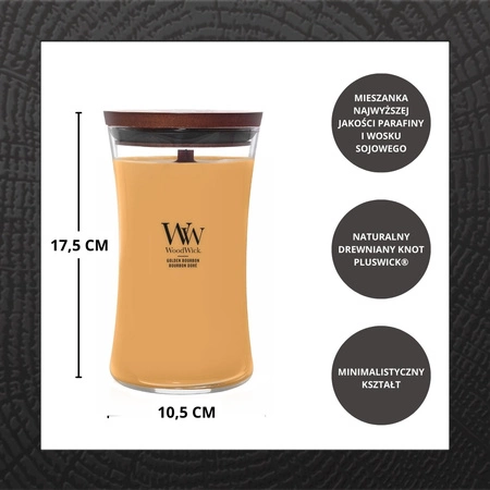 WOODWICK Pluswick Duża świeca w słoiku GOLDEN BOURBON 609,5g