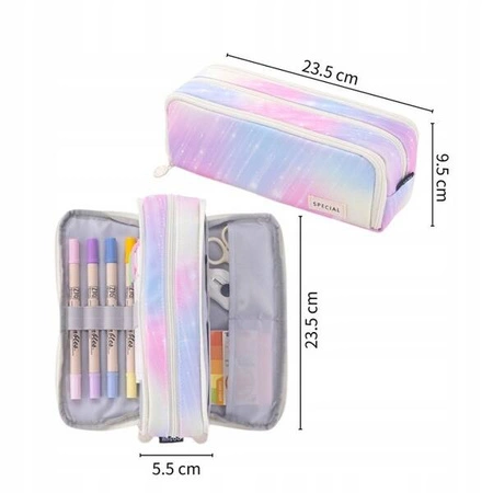 ECARLA piórnik wielofunkcyjny trzykomorowy Tęcza PR04KOL