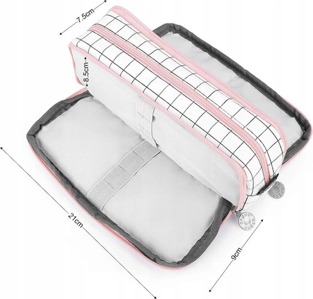 ECARLA piórnik wielofunkcyjny trzykomorowy kratka PR04