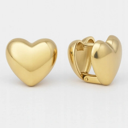 ECARLA kolczyki ze stali szlachetnej platerowanej złotem dwustronne SERCA KST3412