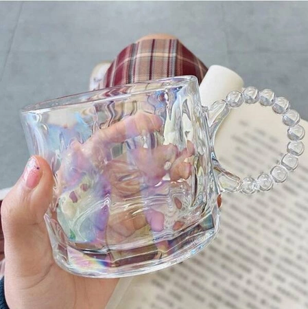 ECARLA szklanka opalizująca z uchem do kawy, drinków 260ml SZK55 1szt