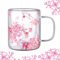 ECARLA szklanka termiczna z podwójnym dnem i gipsówką Róż SZK133