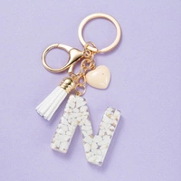 ECARLA brelok do kluczy LITERKA N biała z serca BRL329N