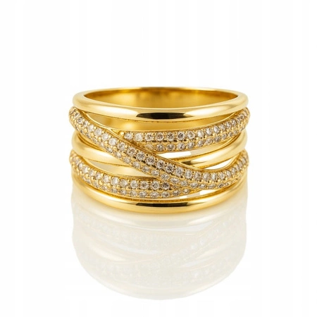 ECARLA pierścionek ze stali chirurgicznej platerowanej złotem PST973R7