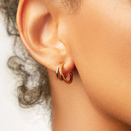 ECARLA kolczyki ze stali szlachetnej pozłacanej 14k złotem Kółka KST3192